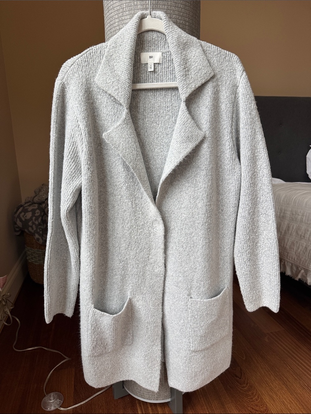 bp Light Gray Open-Front Longline Cardigan